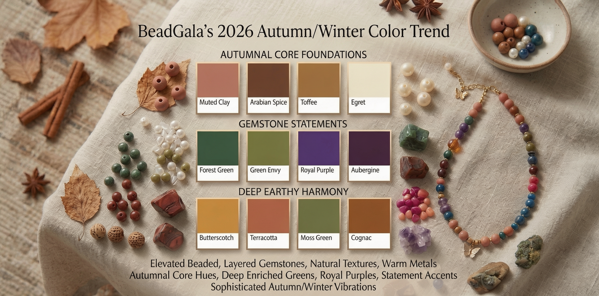 Fall Winter 2026 Pantone beading color trend chart - Beadgala