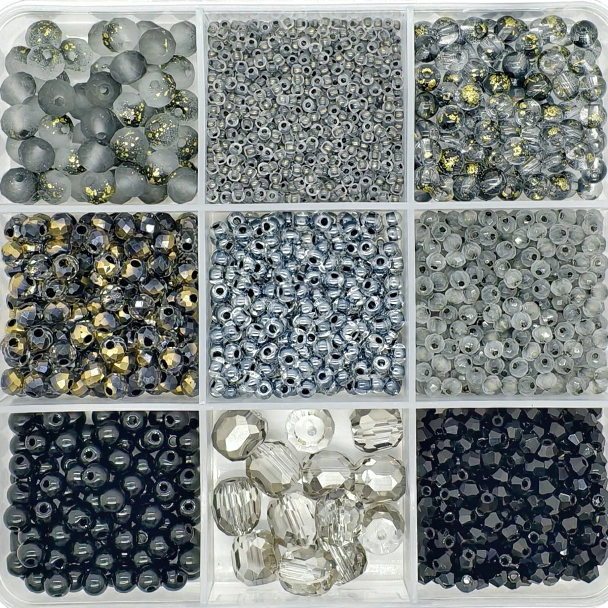 9-Grid Bead Box - Shooting Star Silver BX02 - Beadgala