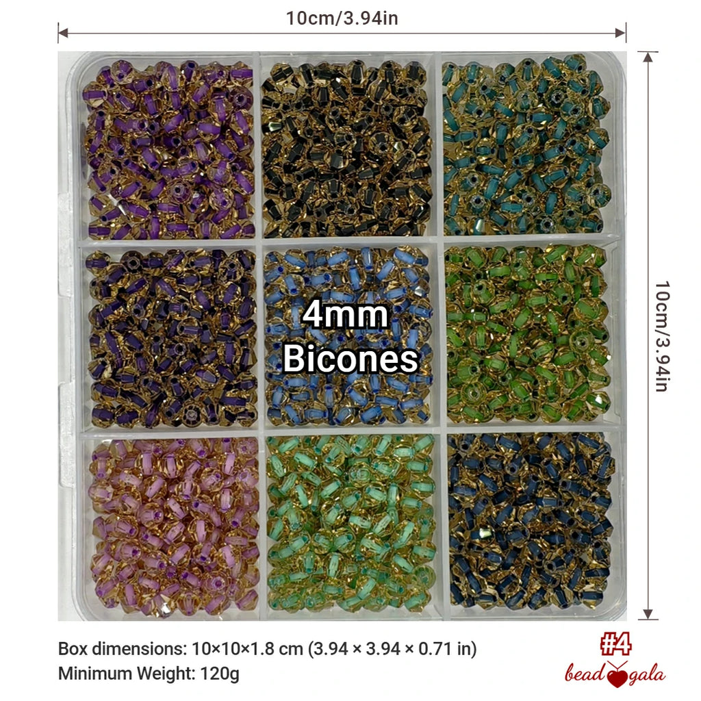 9-Grid Bead Box - Iridescent Crystal BX04 - Beadgala