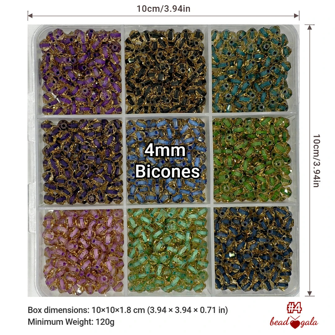 9-Grid Bead Box - Iridescent Crystal BX04 - Beadgala