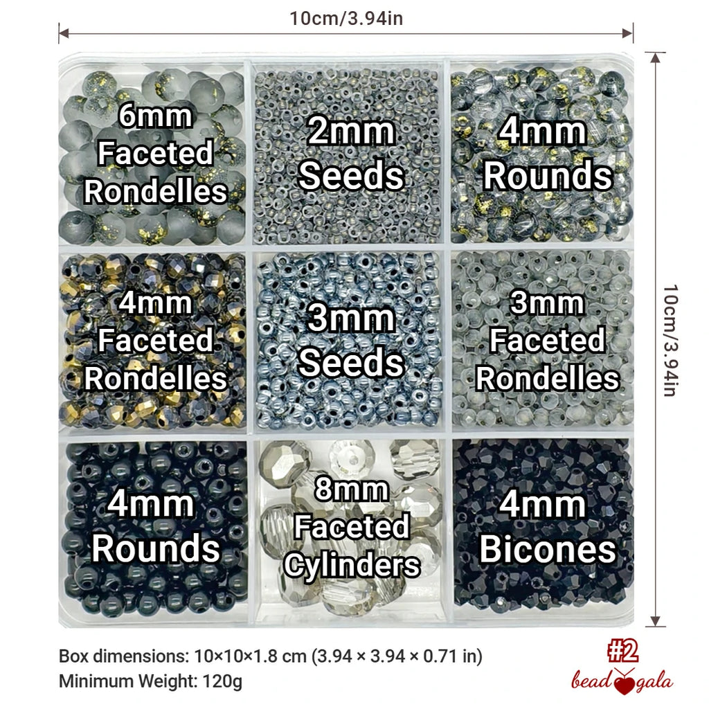 9-Grid Bead Box - Shooting Star Silver BX02 - Beadgala