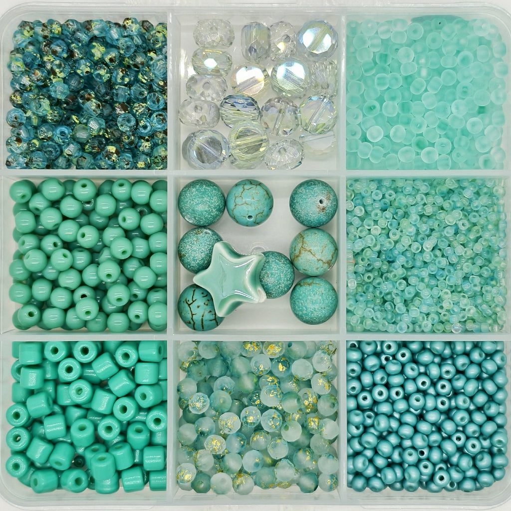 9-Grid Bead Box - Azure Lagoon BX80 - Beadgala