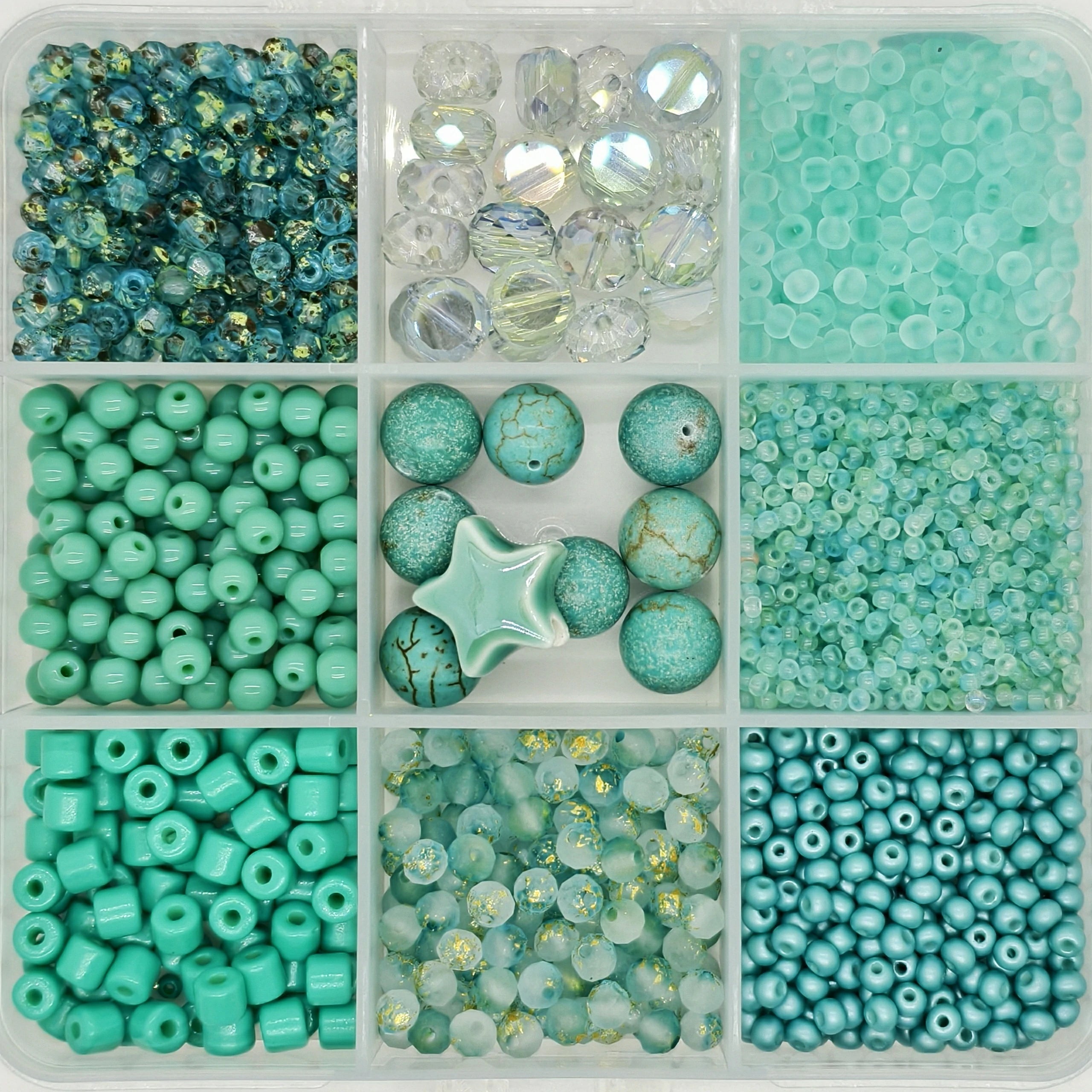 9-Grid Bead Box - Azure Lagoon BX80 - Beadgala