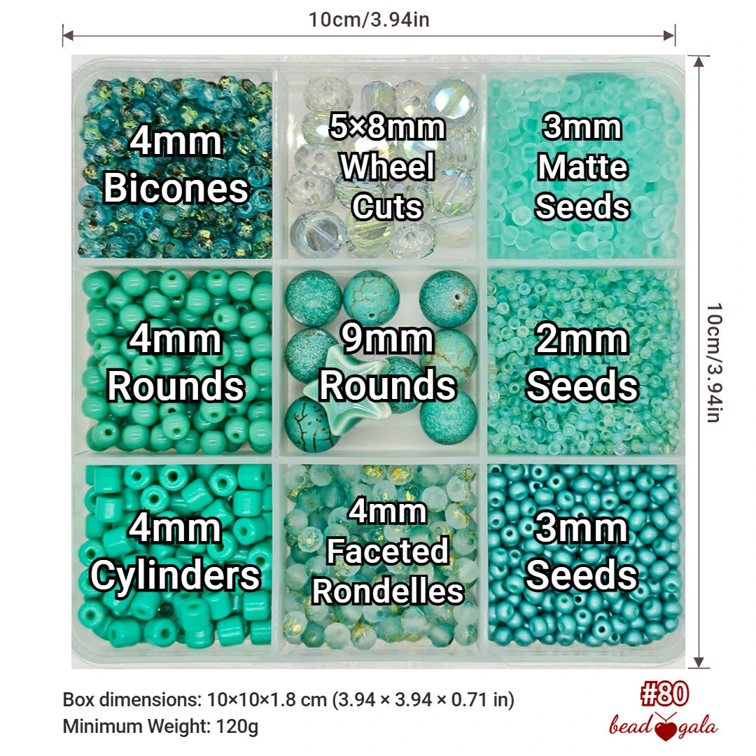 9-Grid Bead Box - Azure Lagoon BX80 - Beadgala