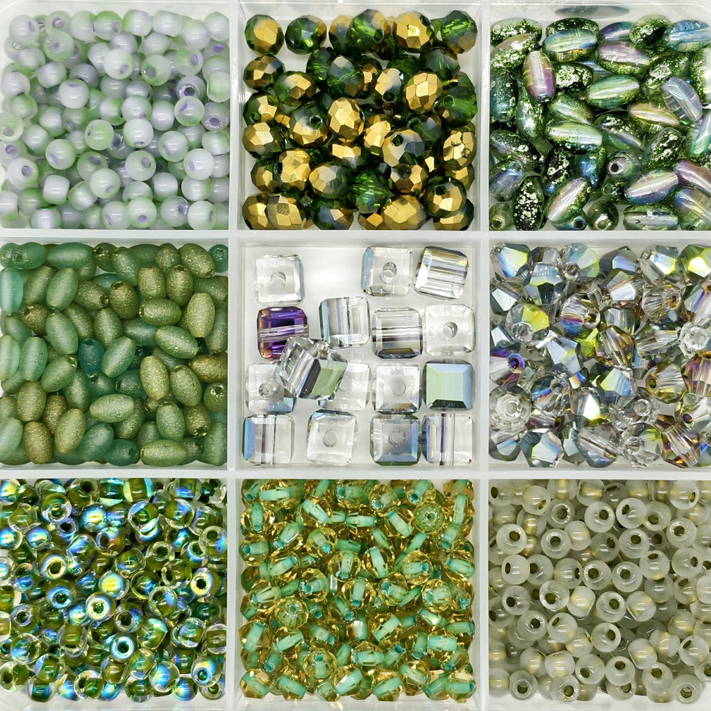 9-Grid Bead Box - Gilded Emerald BX81 - Beadgala