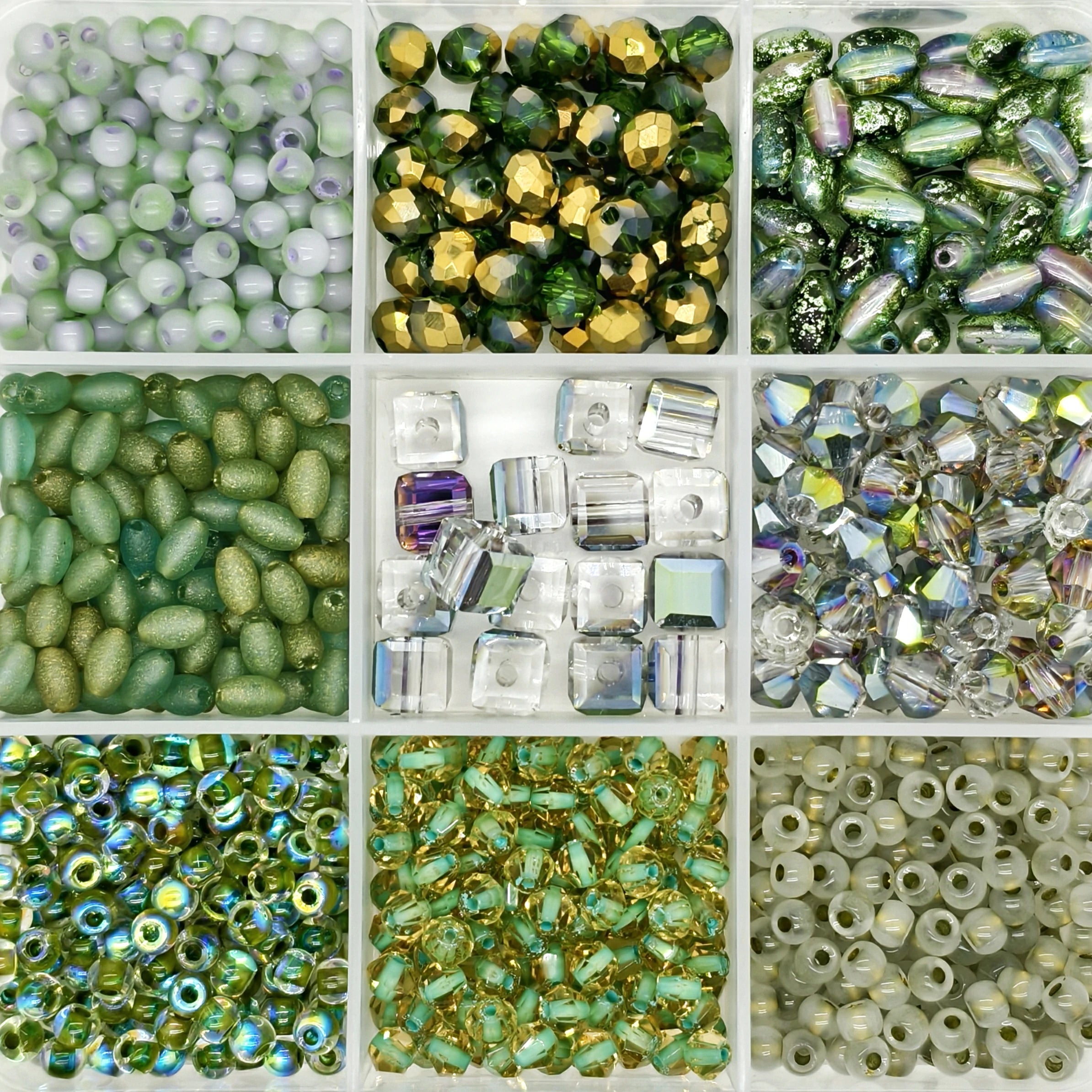 9-Grid Bead Box - Gilded Emerald BX81 - Beadgala