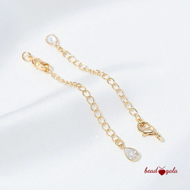 Lobster Clasp Extension Chain with Teardrop Zirconia JC12/JC13 - Beadgala