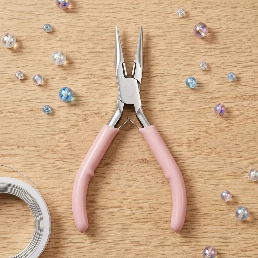 Pink Needle-Nose Pliers for Jewelry Making — 4.5" Ergonomic Craft Tool - Beadgala