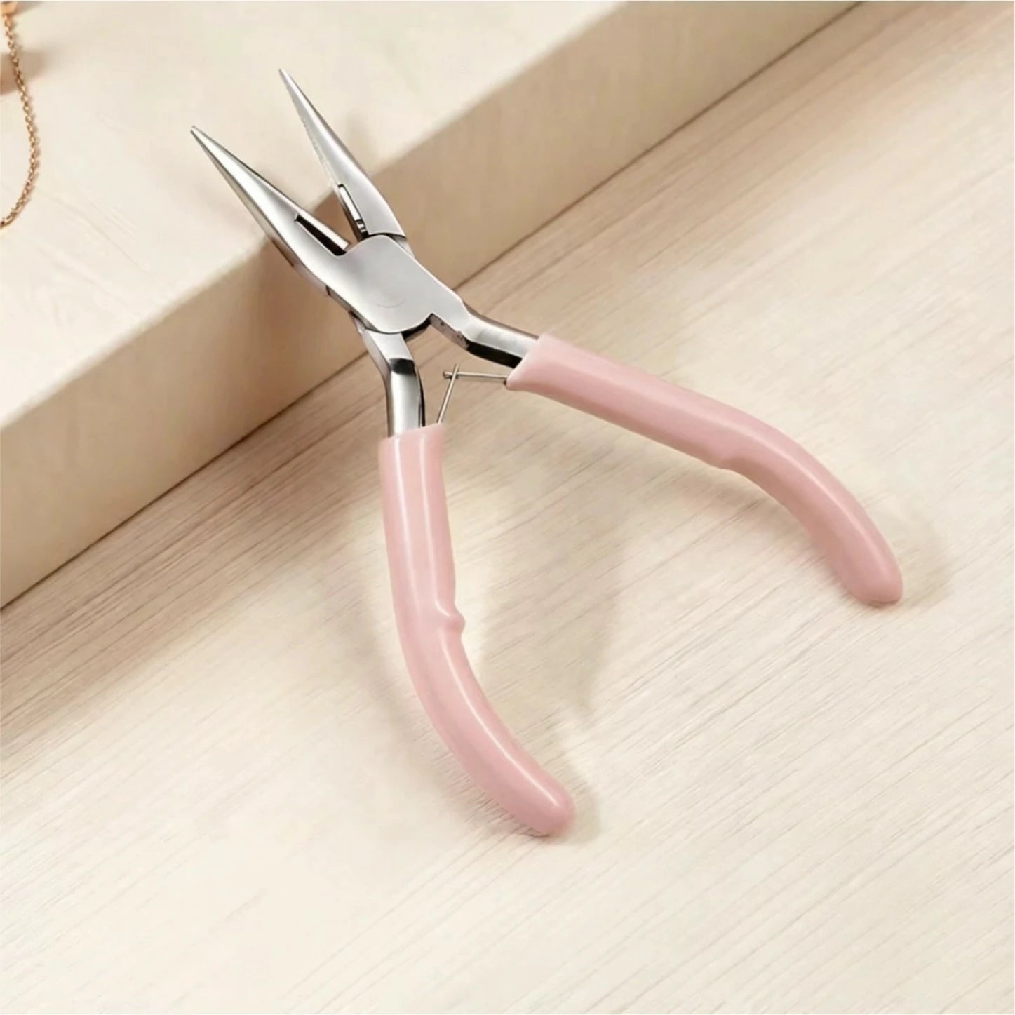 Pink Needle-Nose Pliers for Jewelry Making — 4.5" Ergonomic Craft Tool